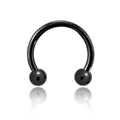 PIERCING BARRA CIRCOLARE NERA CON DUE SFERE