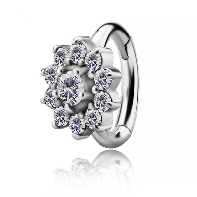 OVALER RING MIT BLUME FÜR ROOK-PIERCING