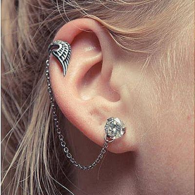 HELIX PIERCING WITH CRYSTAL WING
