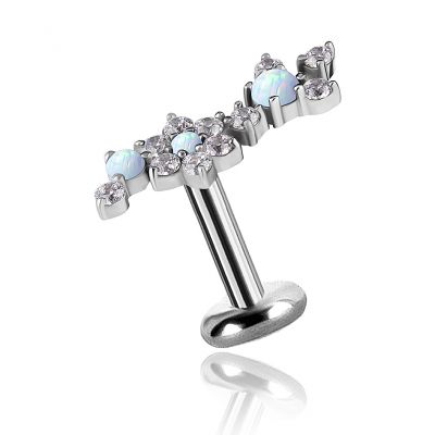 TITANIUM JEWEL WITH CRYSTAL FLOWER AND OPAL