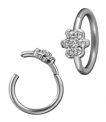PIERCING HELIX CLICKER AVEC FLEUR DE CRISTAUX