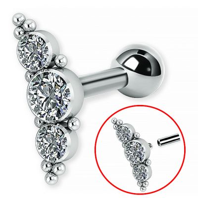 BARRA CON FILETTO INTERNO E 3 CRISTALLI PREMIUM