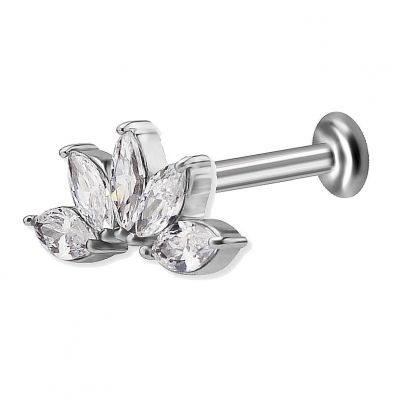 LABRET CON FOGLIE IN CRISTALLO