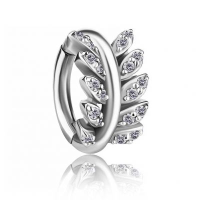 OVAL NAVEL JEWEL WITH WHITE PETALS