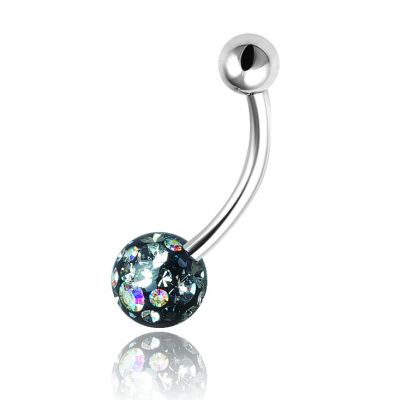 PIERCING BANANA CON ESFERA DE CRISTALES Y RESINA