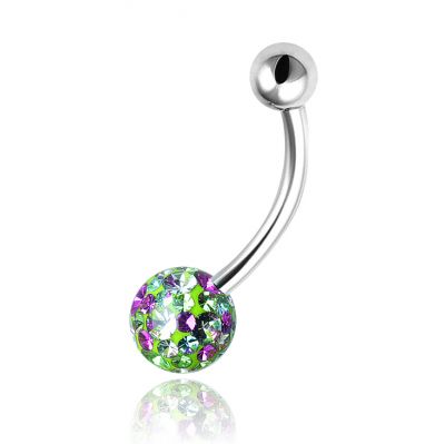 PIERCING BANANA CON ESFERA DE CRISTALES Y RESINA