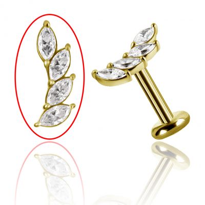 GOLD JEWEL WITH 4 CRYSTAL LEAVES
