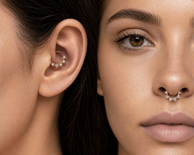 PIERCING CLICKER IN ORO CON CRISTALLI A CUORE