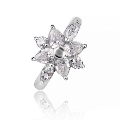 OVAL 4 PETAL FLOWER BELLY CLICKER SET WITH PREMIUM ZIRCONIA
