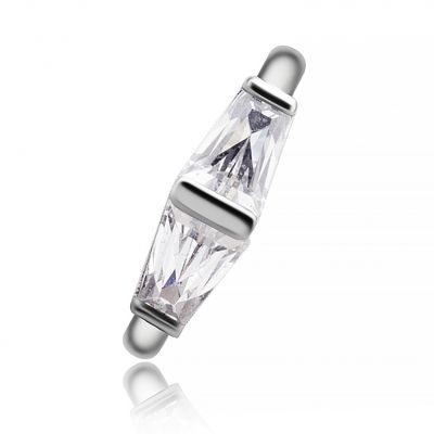 PIERCING CLICKER OVALE CON CRISTALLI A TAGLIO BAGUETTE