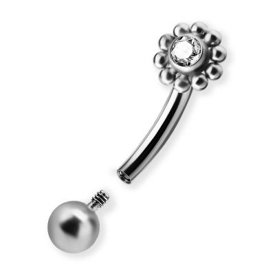 PIERCING SOPRACCIGLIO CON FIORE E CRISTALLO PREMIUM