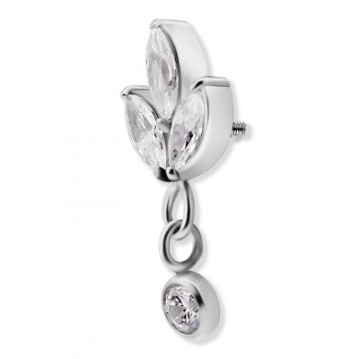 COMPOSANT AVEC TROIS FEUILLES EN CRISTAL ET UN PENDENTIF