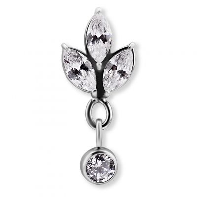COMPOSANT AVEC TROIS FEUILLES EN CRISTAL ET UN PENDENTIF