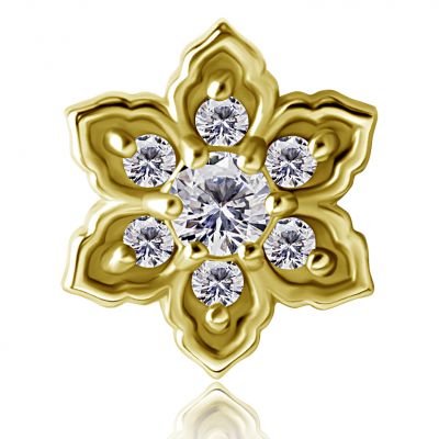 GOLDEN TRAGUS PIERCING WITH LITTLE FLOWER