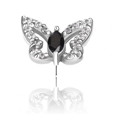 THREADLESS REPLACEMENT WITH BUTTERFLY AND BLACK CRYSTAL