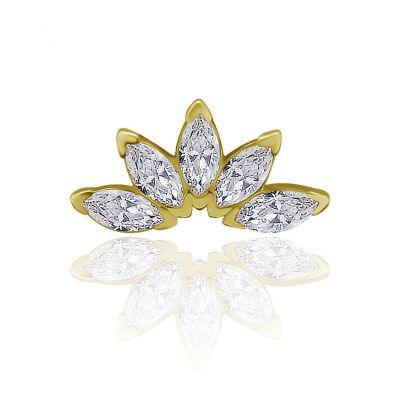 PIERCING DE REMPLACEMENT EN OR AVEC FLEUR DE LOTUS EN ZIRCONIA