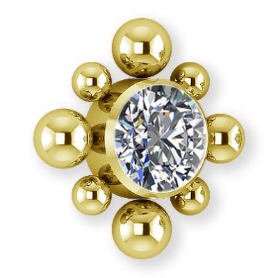 SOLE ORO CON SFERE, CRISTALLO E FILETTO ESTERNO