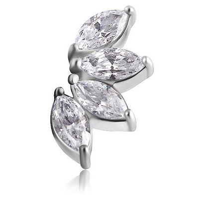 REPLACEMENT PIERCING WITH FOUR LEAVES OF MARQUISE CUT CRYSTALS