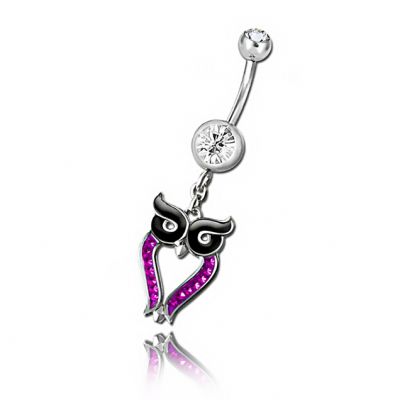 PIERCING OMBELICO CON GUFO DI CRISTALLI