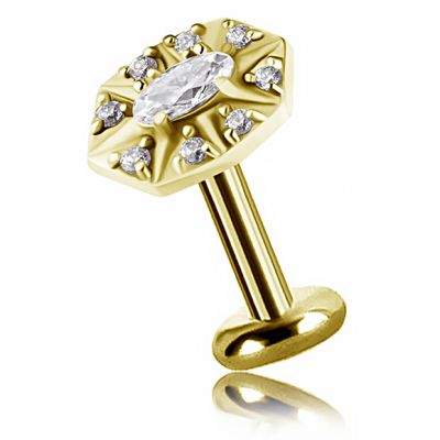GOLDEN PIERCING WITH SHIELD AND CRYSTALS