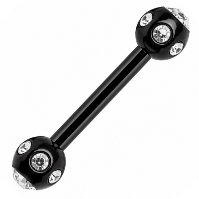 PIERCING NOIR POUR LE MAMELON AVEC CRISTAUX