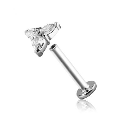 LABRET CON CRISTALLI BIANCHI A TRE PUNTE