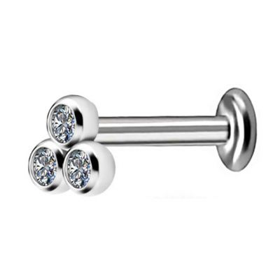 PIERCING LABRET WITH THREE CRYSTAL ACCESSORY