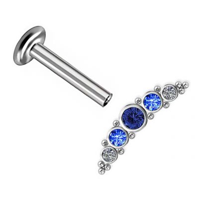 LABRET PIERCING WITH FIVE CRYSTAL ACCESSORY