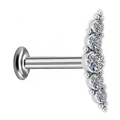 PIERCING LABRET WITH FIVE CRYSTAL CURVE ACCESSORY