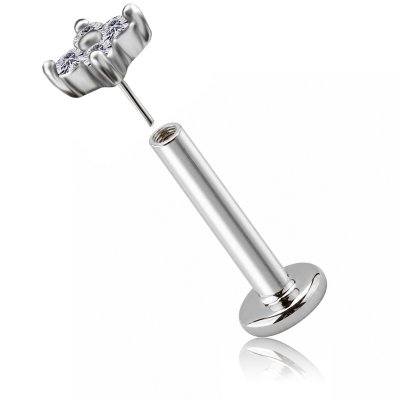 BOUCLE D’OREILLE THREADLESS DE FLEUR AVEC PREMIUM CUBIC ZIRCONIA
