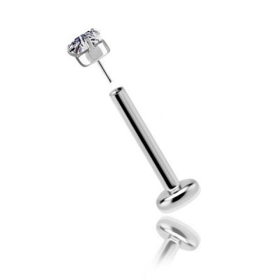 THREADLESS LABRET WITH CUBIC ZIRCONIA CRYSTAL