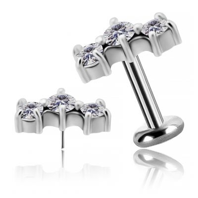 LABRET THREADLESS CON ARCO DE PREMIUM CUBIC ZIRCONIA