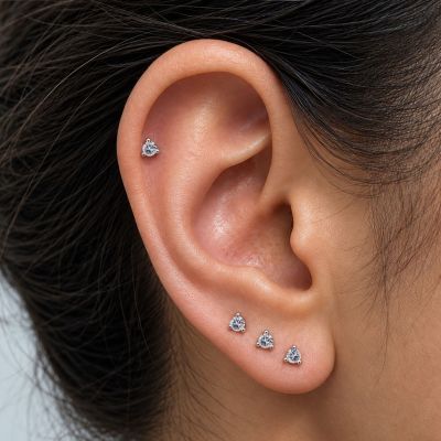 ORECCHINO A BASE A FIORE CON PREMIUM ZIRCONIA A GRIFFE