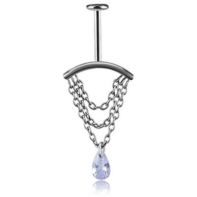 PIERCING DE LABRET VERTICAL HELIX CON GOTA DE CRISTAL