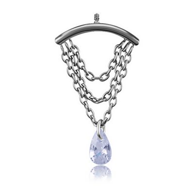 PIERCING DE LABRET VERTICAL HELIX CON GOTA DE CRISTAL
