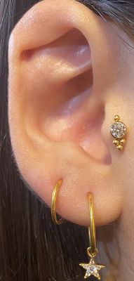 CRISTALLO E LABRET IN TITANIO PLACCATO ORO