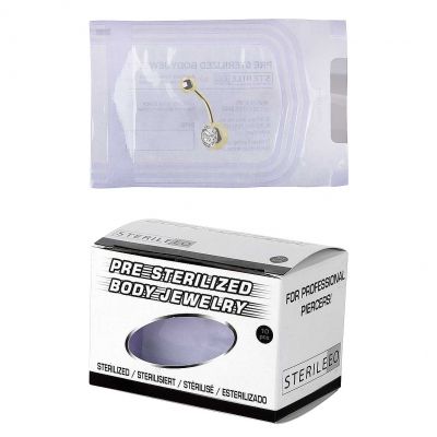 STERILE GOLD-PLATED NAVEL PIERCING WITH PREMIUM CRYSTAL