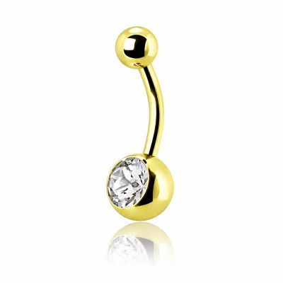 STERILE GOLD-PLATED NAVEL PIERCING WITH PREMIUM CRYSTAL