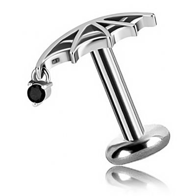 WING SHAPE PIERCING WITH BLACK CRYSTAL