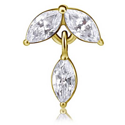 ACCESSOIRE DE PIERCING PLAQUÉ OR EN FORME DE FEUILLES DE CRISTAL