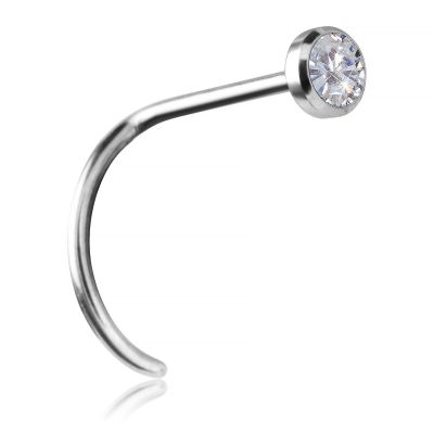 SOLID WHITE GOLD NOSE PIERCING WITH LAB-GROWN DIAMOND