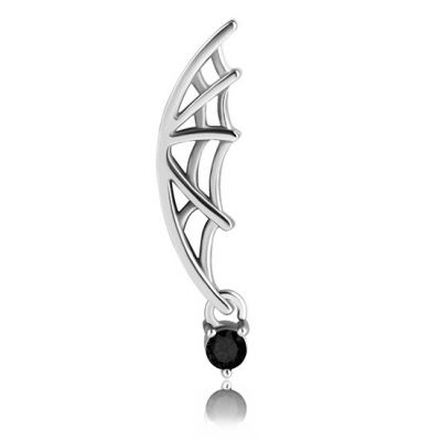 ACCESSOIRE DE PIERCING EN FORME D'AILE AVEC CRISTAL NOIR
