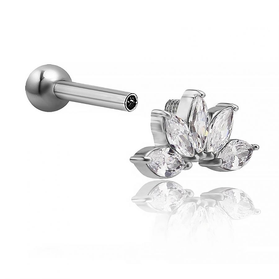 Piercing A Cuore In Acciaio Chirurgico 316L E Titanio G23 - Con Micro Ancora Dermica, Cristallo Rosso - Foto 13