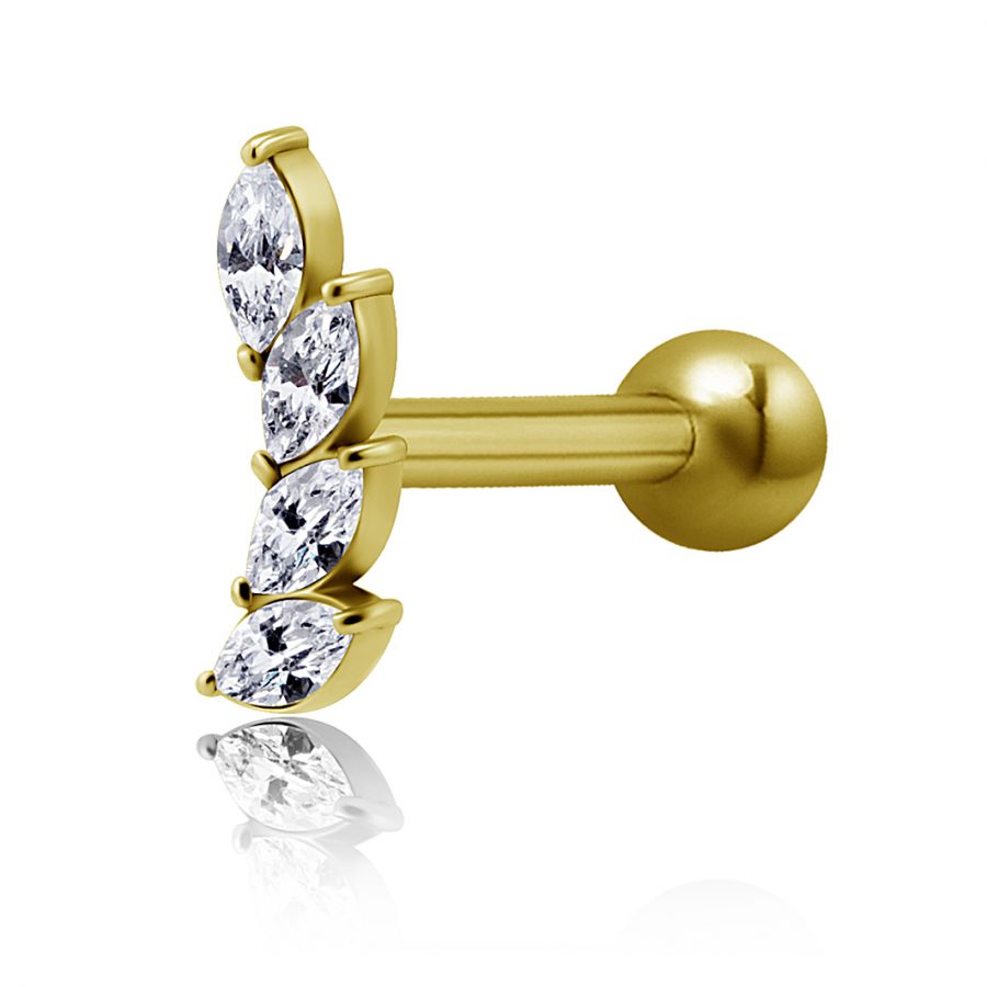 PIERCING BAR WITH CRYSTAL PETALS