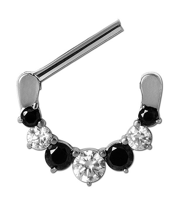 Piercing Capezzolo In Acciaio Chirurgico 316L Con 9 Cristalli, Lunghezza Asta 14 Mm, Colore Argento