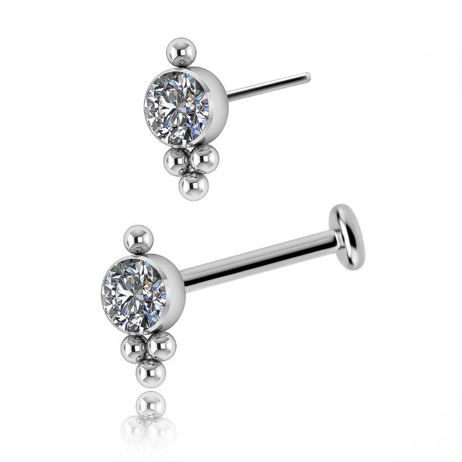 THREADLESS LABRET WITH CRYSTAL AND BALLS