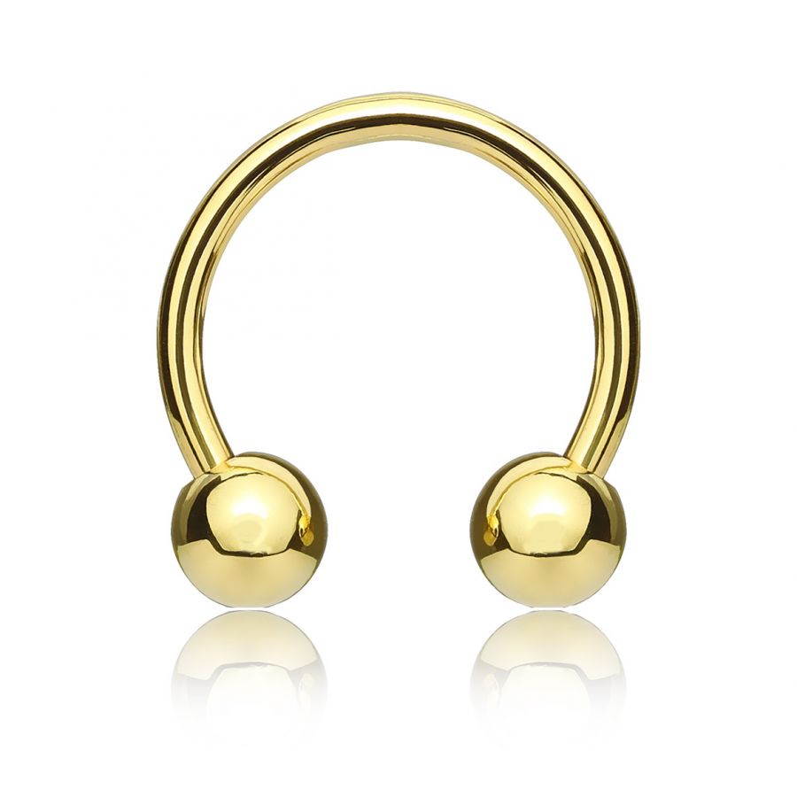 Golden circular bar piercing