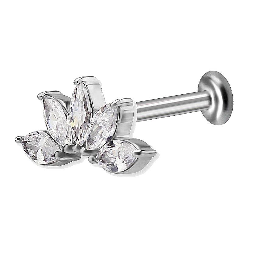 Piercing Dermico In Acciaio Chirurgico 316L - Con Cristallo, Rotondo, Per Microdermal - Foto 2