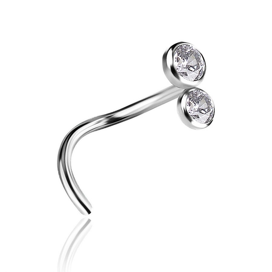 Nose piercing with two Premium Crystals